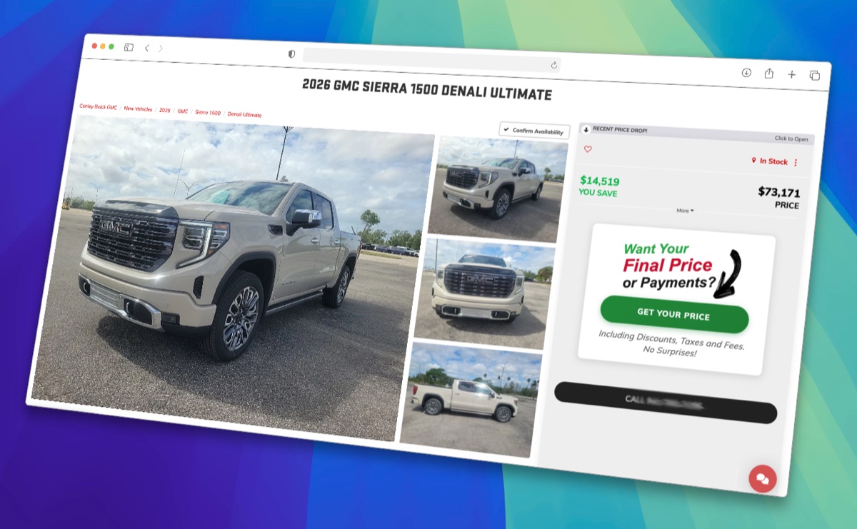 VDP CTA widget shown on a vehicle detail page